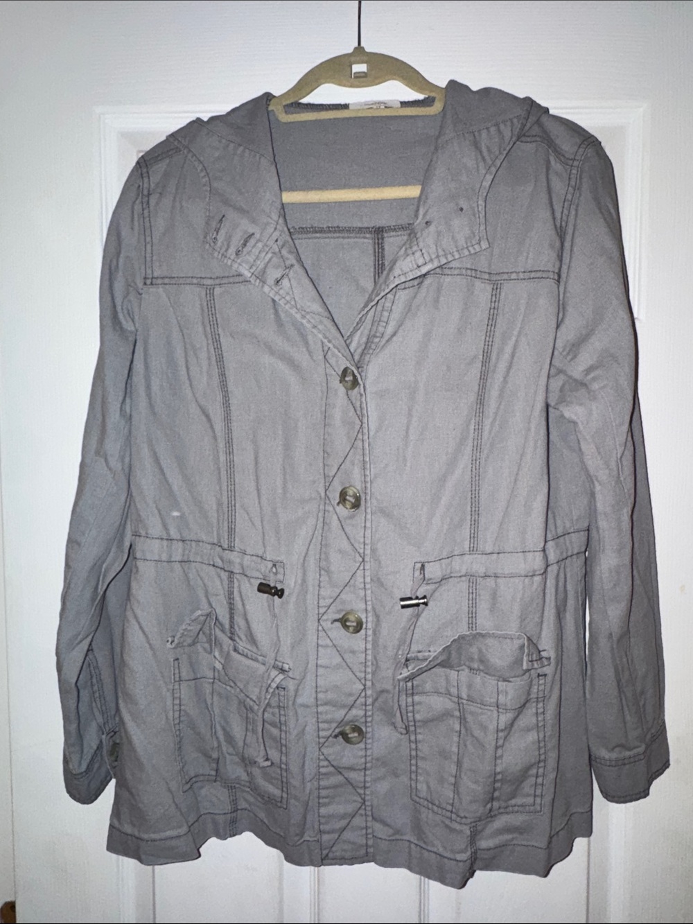 Maurices Hooded Utility Jacket in Light Gray